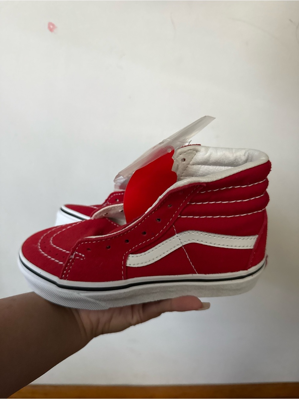 Vans Kids Red and White High-Top Skate Sneaker